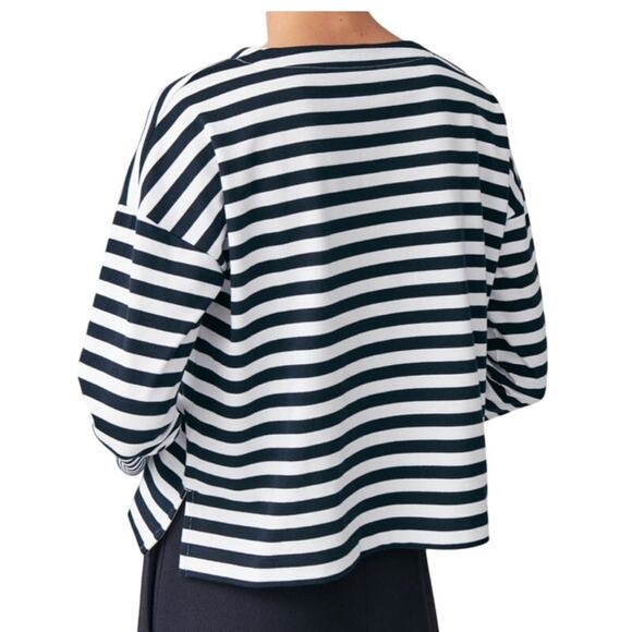 COS Women's Breton Striped Navy & White Top Size M - Picture 2 of 12